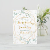 Elegante geometrische munt-gouden bruiloft uitnodi kaart (Staand voorkant)