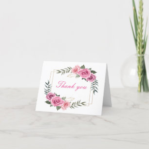 Elegante Geometrische Roze Roos Bedankkaart