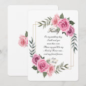 Elegante geometrische roze roos bruidsmeisje van e kaart (Voorkant / Achterkant)