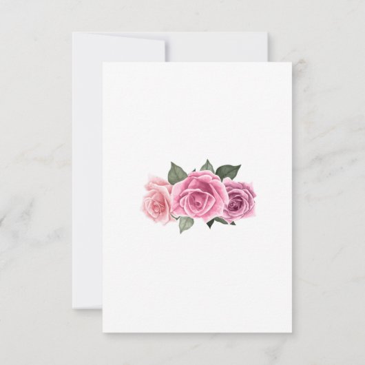 Elegante geometrische roze roos bruiloft details bedankkaart (Achterkant)