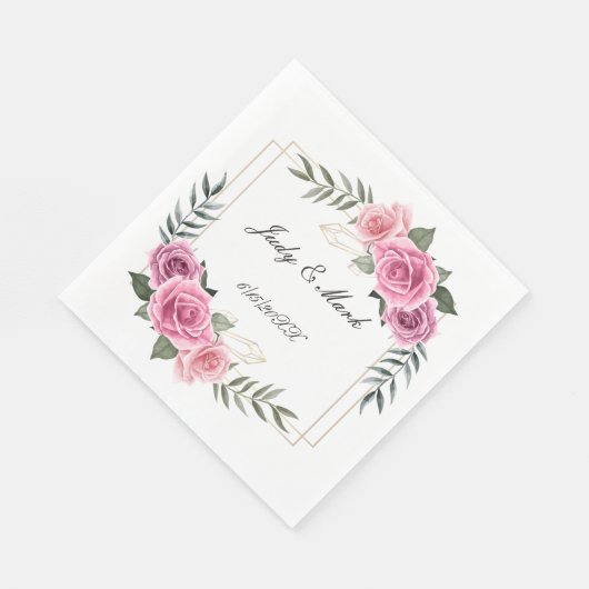 Elegante geometrische roze roos papieren servetten (Hoek)