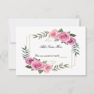 Elegante geometrische roze roos tafel plaatskaart bedankkaart