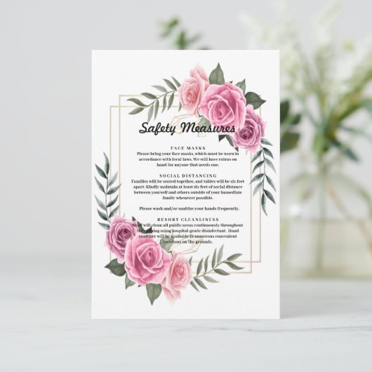 Elegante geometrische roze roos veiligheidsmaatreg bedankkaart (Staand voorkant)