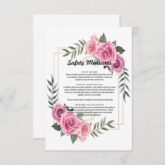 Elegante geometrische roze roos veiligheidsmaatreg bedankkaart (Voorkant / Achterkant)