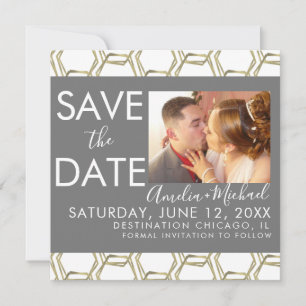 Elegante Geometrische Save the Date Foto   Kaart