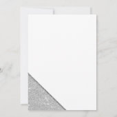 Elegante geometrische witte zilveren glans bruilof kaart (Achterkant)
