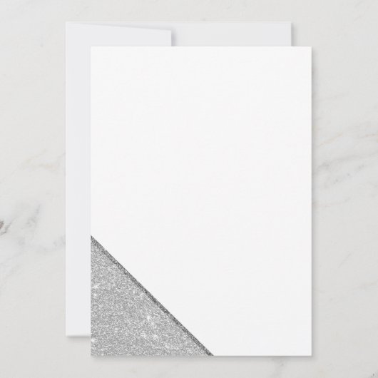 Elegante geometrische witte zilveren glitters brui kaart (Achterkant)
