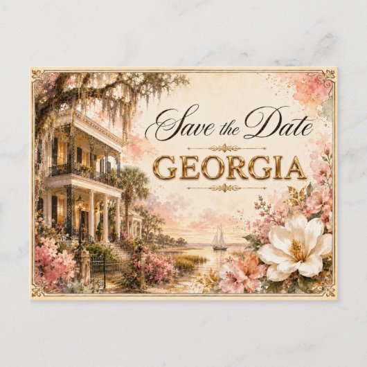 Elegante Georgia Save the Date Trouw Uitnodiging (Voorkant)