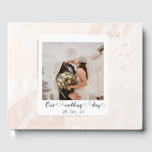 Elegante Gepersonaliseerd trouwfoto Gastenboek (Voorkant)