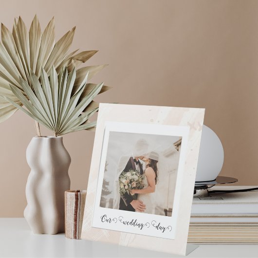 Elegante Gepersonaliseerd trouwfoto Reclamebord Met Voetstuk