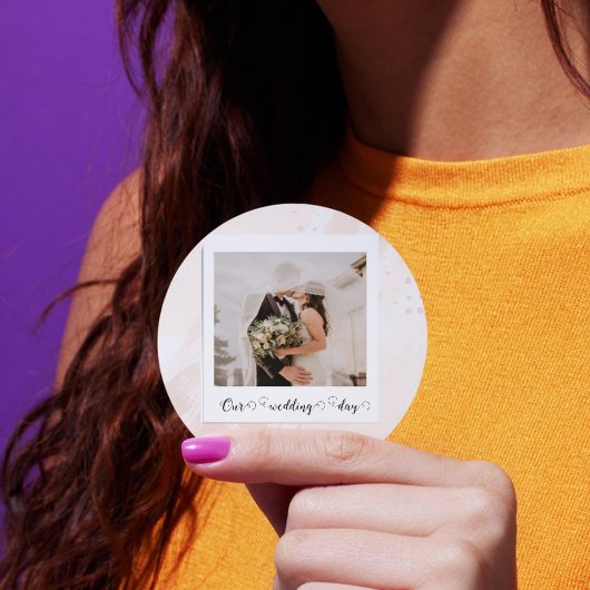 Elegante Gepersonaliseerd trouwfoto Ronde Sticker