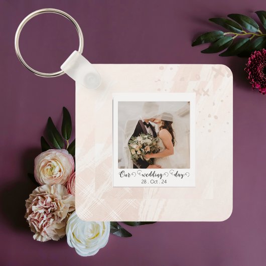 Elegante Gepersonaliseerd trouwfoto Sleutelhanger