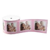 Elegante, gepersonaliseerde 8 foto's roze en wit grosgrain lint (Spoel)