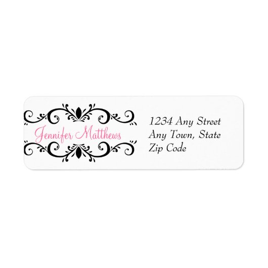 Elegante gepersonaliseerde Adresetiketten swirls Etiket (Voorkant)