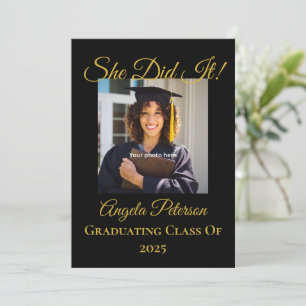 Elegante gepersonaliseerde Black & Gold Graduation Kaart
