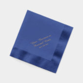 Elegante gepersonaliseerde blauwe folie servetten (Links)