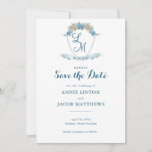 Elegante gepersonaliseerde blauwe hortensia bruilo save the date (Voorkant)