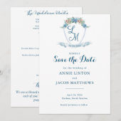 Elegante gepersonaliseerde blauwe hortensia bruilo save the date (Voorkant / Achterkant)