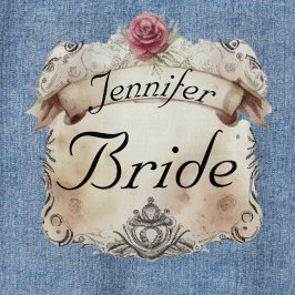 Elegante gepersonaliseerde bloem bruids denim jas jacket
