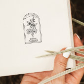 Elegante gepersonaliseerde bloem ex libris rubberstempel