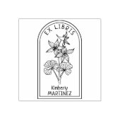 Elegante gepersonaliseerde bloem ex libris rubberstempel (Afrduk)