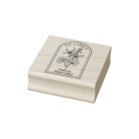 Elegante gepersonaliseerde bloem ex libris rubberstempel (Stempel)