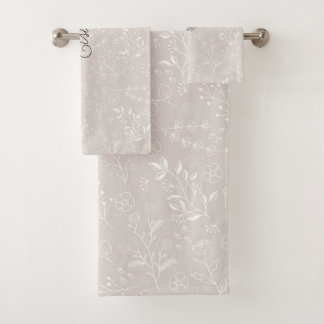 Elegante gepersonaliseerde bloemen bad handdoek