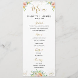 Elegante gepersonaliseerde bloemengoud Menu sjablo