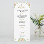 Elegante gepersonaliseerde bloemengoud Menu sjablo (Staand voorkant)