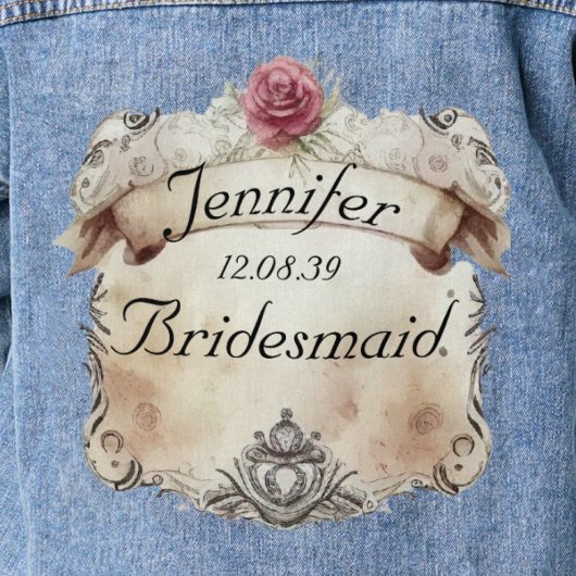Elegante gepersonaliseerde bloemige bruidsmeisjes denim jacket
