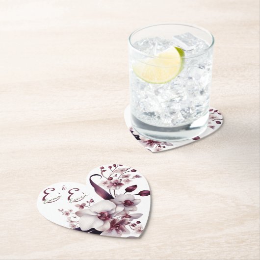 Elegante gepersonaliseerde bloemige huwelijkscoast kartonnen onderzetters (Insitu)