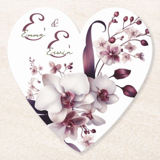Elegante gepersonaliseerde bloemige huwelijkscoast kartonnen onderzetters (Voorkant)