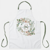 Elegante gepersonaliseerde bloemige monogram naam  schort (Voorkant)