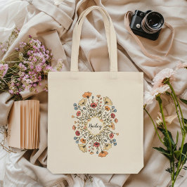 Elegante gepersonaliseerde bloemmotief in pastelti tote bag