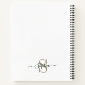 Elegante gepersonaliseerde bloemrijke monogram naa notitieboek (Achterkant)