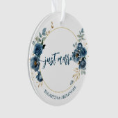 Elegante gepersonaliseerde Blue Rozen kerst Ornament (voorkant)