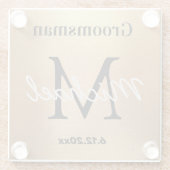 Elegante gepersonaliseerde bruidsjonkers gouden lu glazen onderzetter (Achterkant)