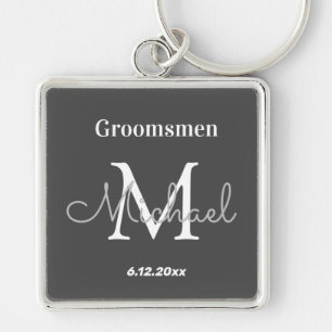 elegante gepersonaliseerde  bruidsjonkers zwart wi sleutelhanger