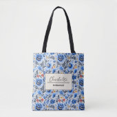 Elegante gepersonaliseerde bruidsmeisjesmonogramna tote bag (Voorkant)