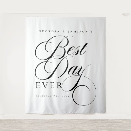 Elegante gepersonaliseerde bruiloft "beste dag ooi wandkleed (Voorkant)