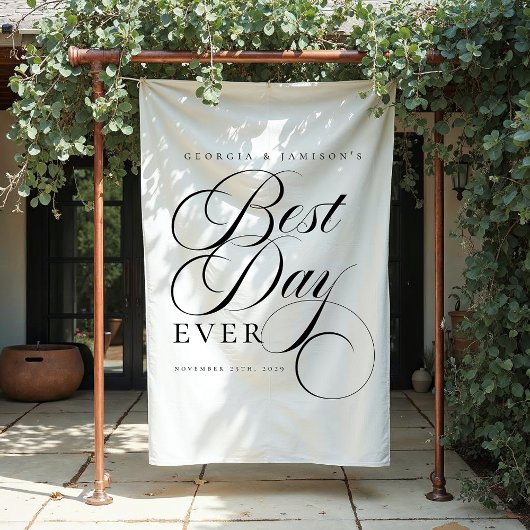 Elegante gepersonaliseerde bruiloft "beste dag ooi wandkleed