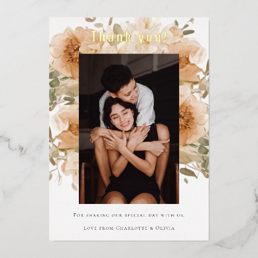 Elegante gepersonaliseerde bruiloft dank u kaart (Voorkant)