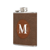 elegante gepersonaliseerde bruine leren bruidsjonk heupfles (Links)