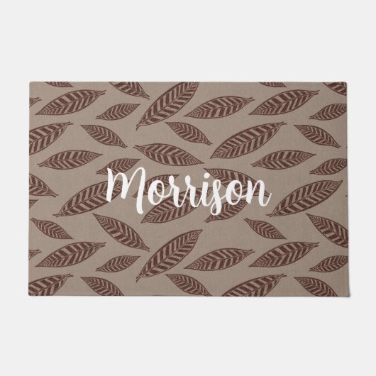 Elegante gepersonaliseerde deurmat met bladeren (Voorkant)