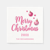 Elegante gepersonaliseerde eenvoudige roze vrolijk servet (Voorkant)