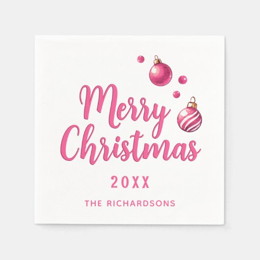 Elegante gepersonaliseerde eenvoudige roze vrolijk servet (Voorkant)