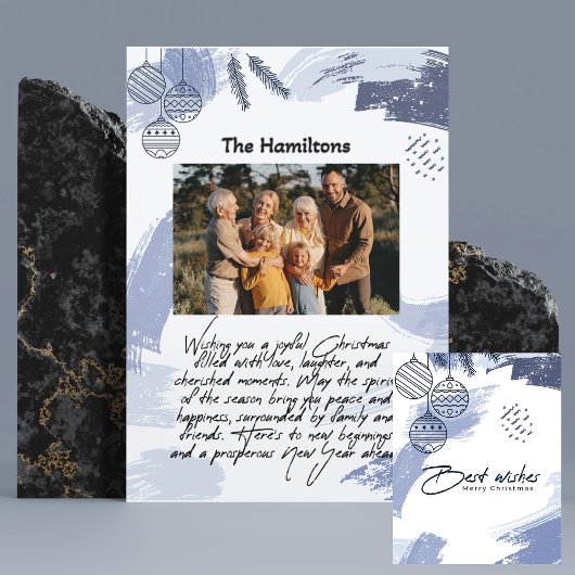 Elegante Gepersonaliseerde Familie Kerstfotokaart Feestdagenkaart