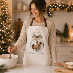 Elegante gepersonaliseerde familiefoto Kerstmis sc Schort