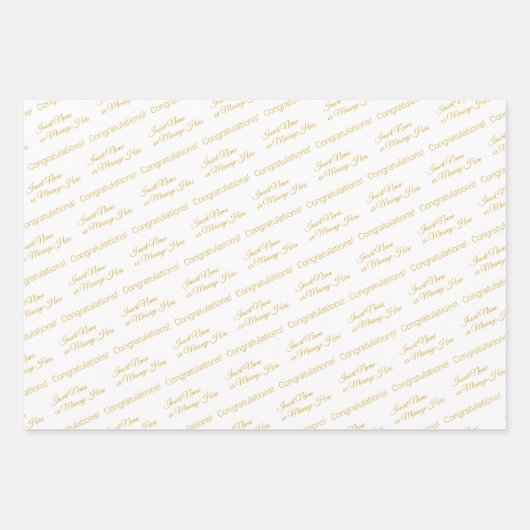 Elegante gepersonaliseerde felicitaties wit en met inpakpapier vel (Voorkant 3)