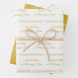 Elegante gepersonaliseerde felicitaties wit en met inpakpapier vel